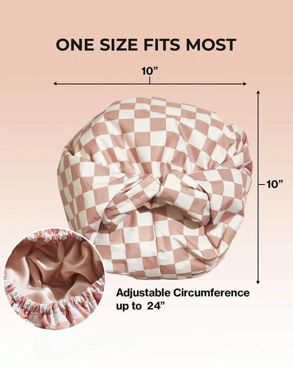 Women’s Luxury Waterproof Shower Cap with Satin Lining
